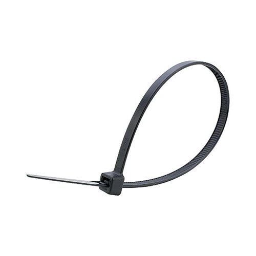 These Avery Dennison cable ties are ideal for bundling wires, securing packaging, security tagging and more, and are great for use in retail and industrial environments. The hard-wearing cable ties are high strength and can withstand high heat and harsh conditions. Each cable tie is a one piece, moulded mechanism with no sharp edges for easy handling. These cable ties measure 150x3.6mm, with a tensile strength of 18.2kg and a 33mm maximum bundling diameter. This pack contains 100 black cable ties.