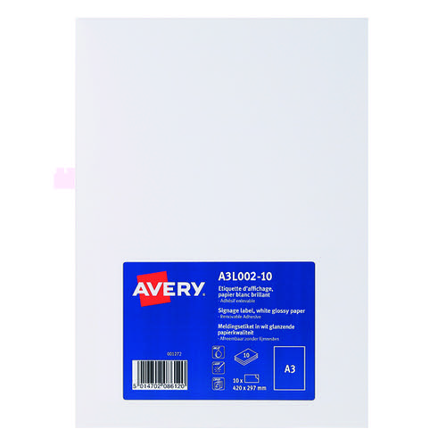 Avery Premium Display Labels A3 (Pack of 10) A3L002-10