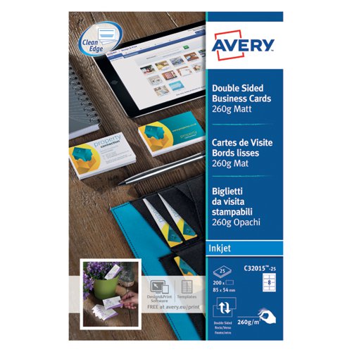 Avery Inkj Business Cards Dble-Sided Matte Wht (Pack of 200) C32015-25