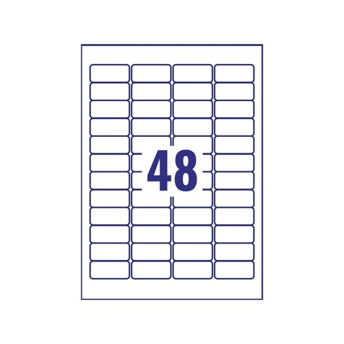 Avery Removable Labels 48 Per Sheet White (Pack of 1200) L4736REV-25 | AV10637 | Avery UK