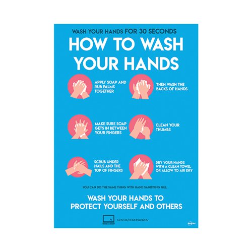 Avery How to Wash Hands Label 297x210mm A4 Pack 2 COVHTA4