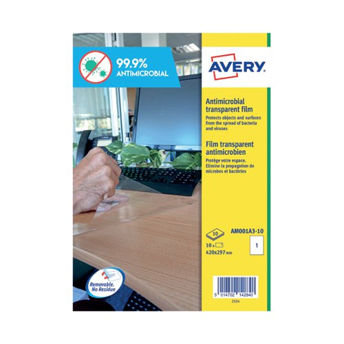 Avery Removable A3 Antimicrobial Film Labels (Pack of 10) AM001A3