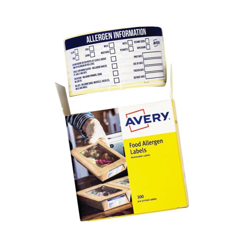 Avery Pre-Printed Allergen Food Labels 98x40mm (Pack of 300) ALL9840 Kitchen Accessories AV14673