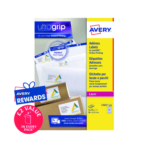 Avery Mini Labels 38 x 21mm White (Pack of 16250) L7651-250