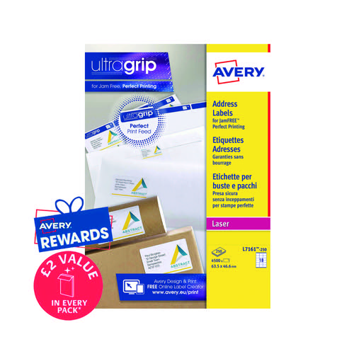 Avery Ultragrip Laser Labels 63.5x46.6mm White (Pack of 4500) L7161-250