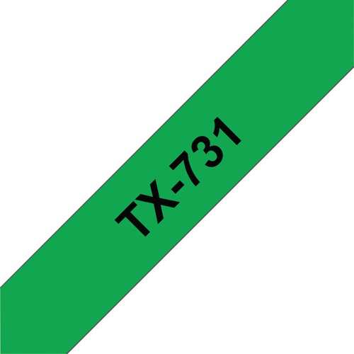 Brother P-Touch Labelling Tape 12mm x 15m Black on Green TX731