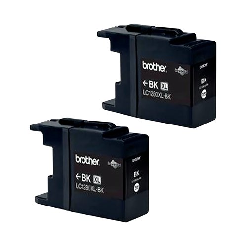 Brother LC-1280XL High Yield Black Inkjet Cartridge (Pack of 2) LC1280XLBKBP2