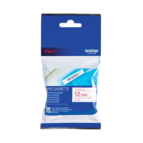 Brother P-Touch Tape Cassette 12mm Red On White Non Metallic Tape Blister Pack MK232BZ