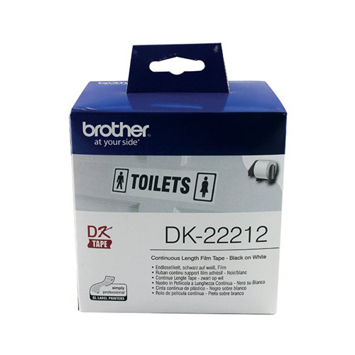 Brother Continuous Film Labelling Roll 62mm x 15.24m Black on White DK22212