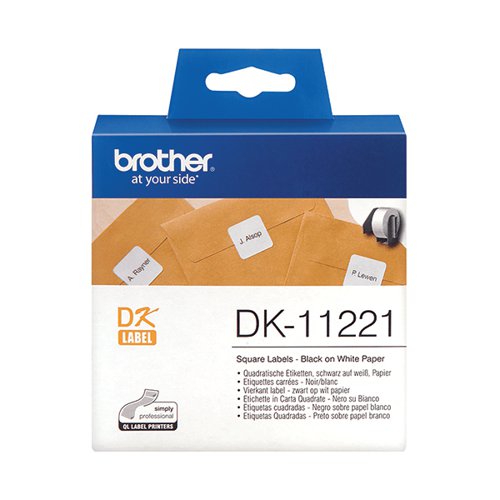 Brother Label Roll 23 x 23mm Black on White DK11221