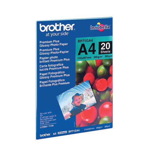 Brother BP71 Photo Paper Gloss A4 (Pack of 20) BP71GA4 BA65841