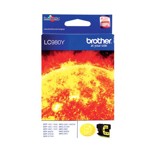 Brother LC980Y Inkjet Cartridge Yellow LC980Y Inkjet Cartridges BA65965