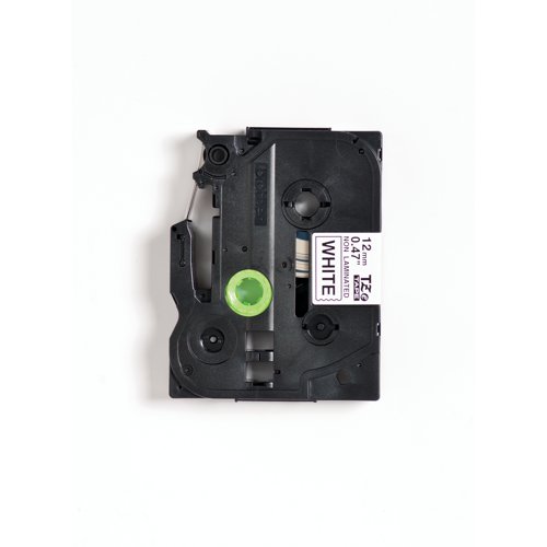 Brother P-Touch TZe Non-Laminated Tape Cassette 12mm x 8m Black on White Tape TZEN231 BA69183