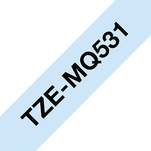 Brother P-Touch TZe Laminated Tape Cassette 12mm x 8m Black on Pastel Blue TZEMQ531