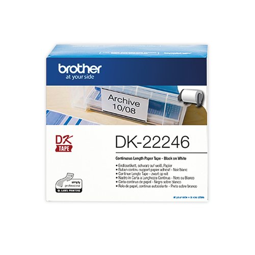 Brother Continuous Paper Roll Black on White 103mm DK-22246 Label Tapes BA77696