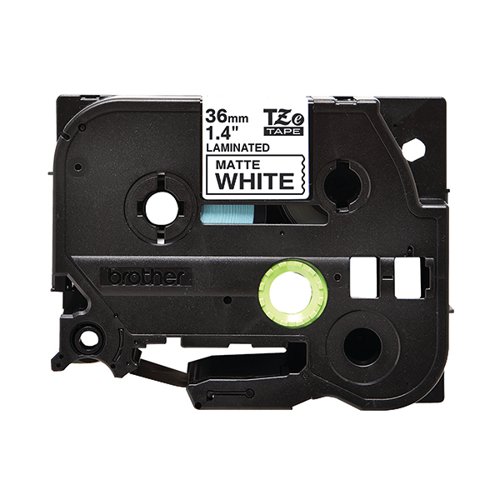 Brother P-Touch TZe Matt Laminated Tape Cassette 36mm x 8m Black on White Tape TZE-M261
