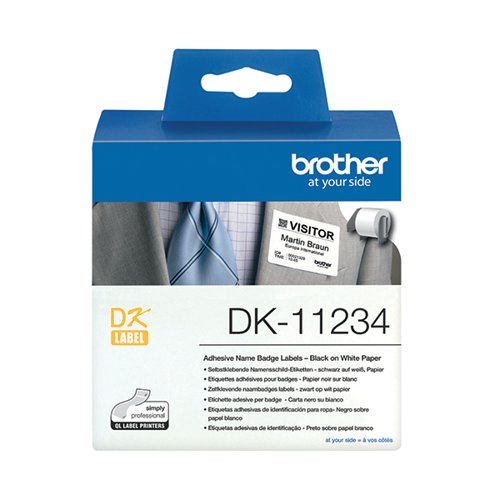 Brother Name Badge Labels 60 x 86mm 260 Labels Per Roll White DK-11234 Label Tapes BA80824