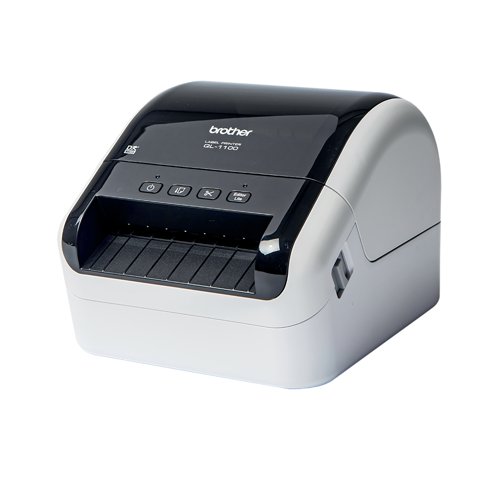 Brother QL1100 Label Printer QL1100CZU1. High-speed engineered to print up to 103.6mm (4 inch) wide labels. Print up to 110mm/second print speed. USB connectivity for PC and Mac. Store up to 99 label templates in the printer memory. Supports printing of FBA (Fulfilled By Amazon) labels through a special PDF crop print function. With compatibility with third party shipping label software packages from couriers and parcel delivery companies. Built in cutter for creating your own length labels from continuous rolls. Includes P-touch Editor label design software for adding text, images and barcodes to your labels.
