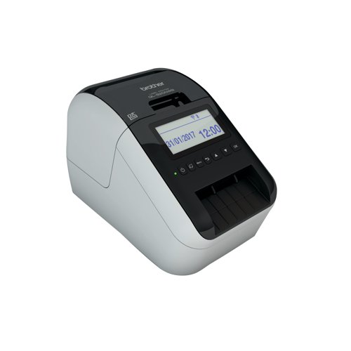 The Brother QL-820NWBc is a high-speed flexible label printer which prints labels from your PC, Mac, smartphone or tablet using USB, Ethernet, Wi-Fi and Bluetooth. Alternatively, use it in standalone mode by selecting and printing labels previously designed and uploaded to the memory, using the integrated backlit LCD display. When used with special rolls, you can print labels that can contain both black and red print without needing any ink. You can also print custom sized labels up to one metre in length using the built-in cutter and continuous rolls.