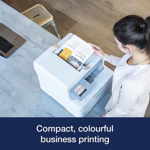 Brother MFC-L8390CDW Professional Compact Colour LED All-in-One Printer comes with a flexible suite of security features and solutions that can be tailored to your business. Includes Near Field Communications (NCF)/card reader support. Connectivity: 5GHz Wi-Fi and USB, Wired Gigabit ethernet. Print resolution of 600 x 600 dpi. 30ppm 1-sided and Colour/mono 2-sided printing. A 250 sheet standard paper input tray, with a 30 sheet multi-purpose tray and 50 sheet automatic document feeder (ADF). Copy functions include Multi-copying/stack/sort, enlargement/reduction ratio, 2 in 1 ID copying, N in 1 copying, allowing 2 or 4 pages on a single A4 sheet. CIS scanner for colour and mono scanning with a scan resolution from ADF of 600 x 600 dpi, with scan resolution from scanner glass (A4) of 1200 x 1200 dpi. Scan speed 1-sided: 27 ipm mono/21 ipm colour. Fax with fax modem 33,600 bps (Super G3). Greyscale: 256 shades of grey, broadcasting the same fax message up to 350 locations, memory transmission of up to 500 pages. With a 8.8cm colour touchscreen LCD control panel. Supplied with in-box toners. Dimensions: 410 x 462 x 401mm. 21.90kg. Recommended monthly duty cycle of up to 4,000 pages. Connectivity: Wired network Gigabit Ethernet, Mobile device, Hi-speed USB 2.0.