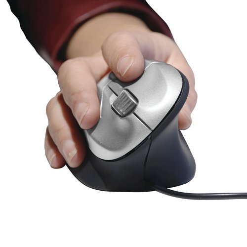 The ergonomic shape of the mouse guarantees a healthier way of working. The extra wide, clickable scroll-wheel, the grooved left and right mouse-keys, and the optical sensor promise a convenient handling and precise movements. Instead of placing your hand flat on the mouse, your hand holds the Grip Mouse vertically, like shaking hands. The comfortable inclination-angle of 60 degrees ensures a correct, ergonomic positioning of your hand and wrist. With the neutral positioning of your arm and wrist, physical discomfort can be prevented.