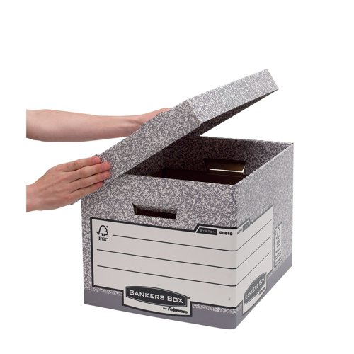 Bankers Box Storage Box Large Grey (Pack of 10) 01810-FFLP - BB0181070