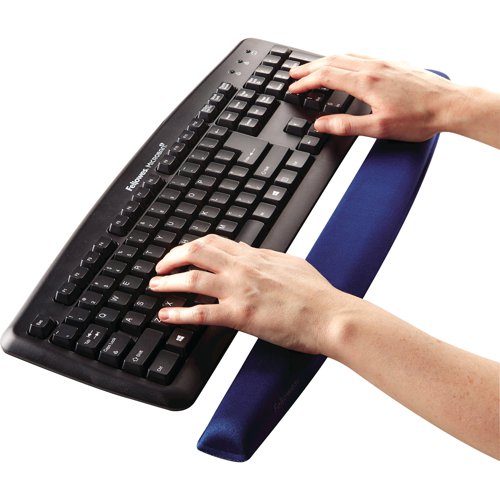 Prevent wrist aches and pains with this keyboard wrist support which adds support and comfort during extended computer use. It features a soft memory foam cushion that adheres to your wrists for added comfort.