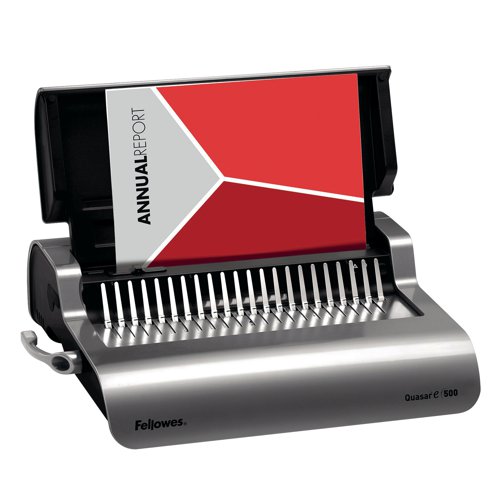 Electrically punching through up to 20 pages at a time and binding 500 sheets with a plastic comb, the Fellowes Quasar-E Electric Comb Binder is perfect for large and complex documents. Working with speed and ease, this product is best suited to the busy office environment. With a guide that allows you to get the correct size of comb for your document, and the vertical loading system ensuring greater accuracy, the chances of mistakes occurring are greatly reduced. This binder is intuitive and can be used by anyone in your workplace without difficulty.