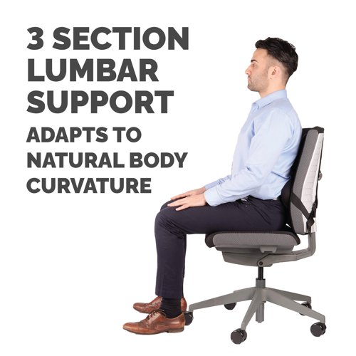 The Fellowes Professional Series Ultimate Back Support helps to reduce tension associated with extended desk work with a two tiered back support system. A mid spinal support with memory foam cushion promotes good posture and a lower lumbar support with three memory foam sections conforms comfortably to the body's natural curvature. Suitable for use on most chairs, this black back support also features a tri-tensioning attachment for a fixed position without the need to re-adjust.