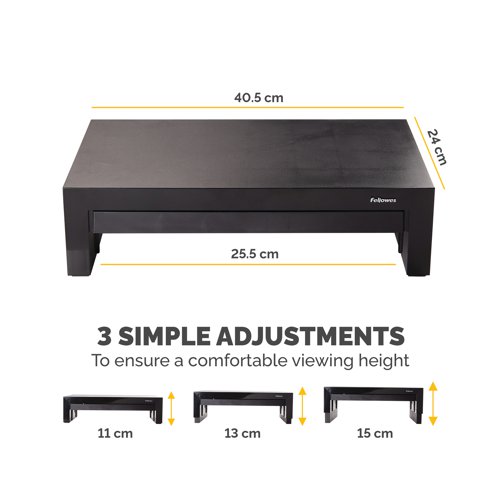 Fellowes Designer Suites Monitor Riser Black 8038101 BB52804 Buy online at Office 5Star or contact us Tel 01594 810081 for assistance