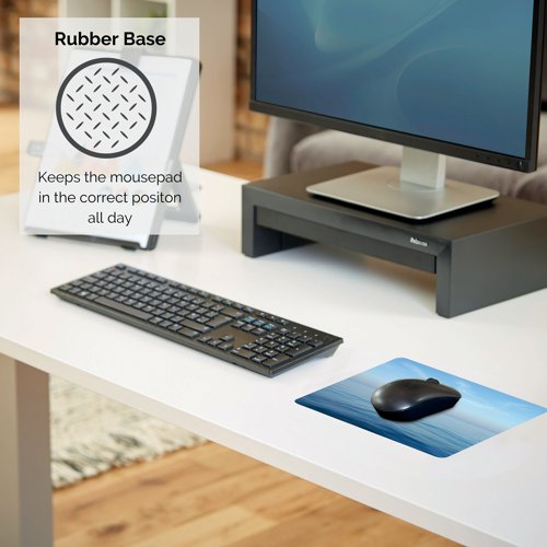 BB54282 | The Fellowes Earth Series Mouse Mat is optical friendly for superior tracking. With a non-skid rubber base that protects the desktop from scratches. The mouse mat with a ocean print design is durable and easy to clean. The mat has a rubber base that is made from 95% post-consumer recycled tyres.
