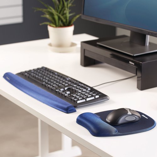 Fellowes Memory Foam Mouse Pad Wrist Support Sapphire Blue 9172801