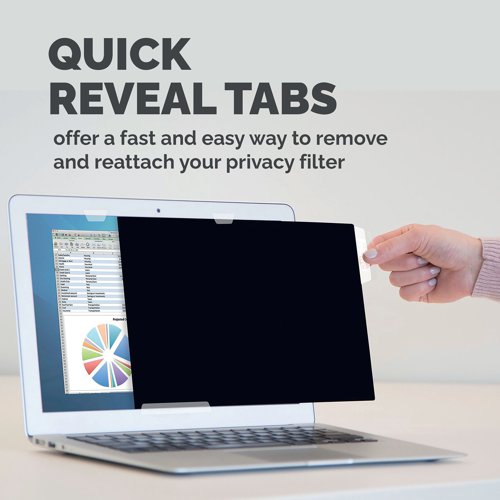 BB63886 | The Fellowes Privacy Filter is suitable for workplaces where confidential information is used, this privacy filter uses clever technology to darken screens when viewed from a 30 degree side angle, while keeping a crystal clear screen from a straight-on view. The filter also protects your screen from scratches and finger prints. The filter is reversible, the matte side helps reduce glare to help prevent eye strain.
