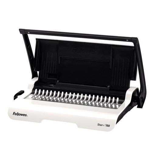 Working with ease to securely fasten your documents, the Fellowes Star Manual Comb Binder is perfect for giving your documents a professional edge. Binding your loose sheets together with a plastic comb, you can create high quality reports, projects and a range of other documents without difficulty. Featuring a mechanism that allows you to bind with ease, the machine is perfect for a range of different users and needs. The sleek ergonomic design ensures that usage is efficient and easy, saving you both time and effort.