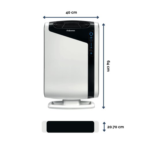 Keep your rooms allergen free with this AeraMax DX95 air purifier from Fellowes. This model actively captures 99.97% of airborne particles including pollen, dust mites and mould spores, amongst others. The built-in AeraSafe feature protects from the growth of odour causing bacteria and the AeraSmart technology monitors the air quality and displays the quality of your air using blue, amber and red lights. Aera+ maintains optimum allergy condition and increases air flow by up to 50% as necessary.