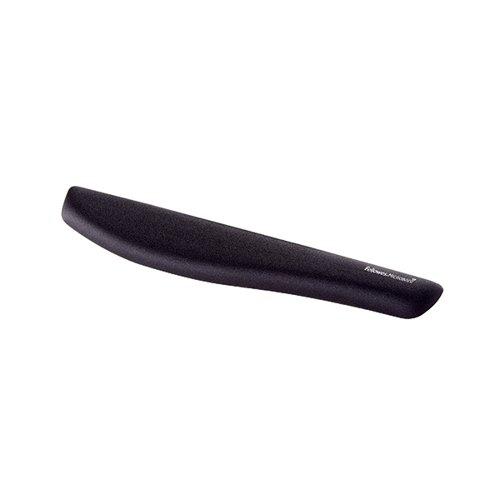 This Fellowes PlushTouch Wrist Rest provides premium support with innovative FoamFusion padding and a soft touch cover for comfort. The wrist rest features Microban protection to help inhibit the growth of bacteria for hygienic, long lasting use. The wrist rest also features a non-slip backing for stability. This pack contains 1 wrist rest in black.