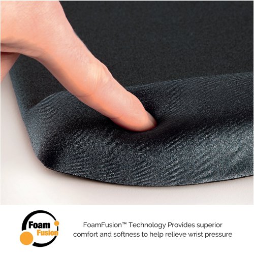 This Fellowes PlushTouch Wrist Rest provides premium support with innovative FoamFusion padding and a soft touch cover for comfort. The wrist rest features Microban protection to help inhibit the growth of bacteria for hygienic, long lasting use. The wrist rest also features a non-slip backing for stability. This pack contains 1 wrist rest in black.