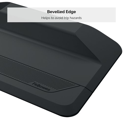 Designed for use with Sit-Stand Workstations, this Fellowes ActiveFusion Sit-Stand Mat features a unique stepped shape, which promotes stretching, encourages subtle movement and helps to prevent fatigue. This black mat also features bevelled edges to help avoid trip hazards and measures W914 x D610 x H89mm.