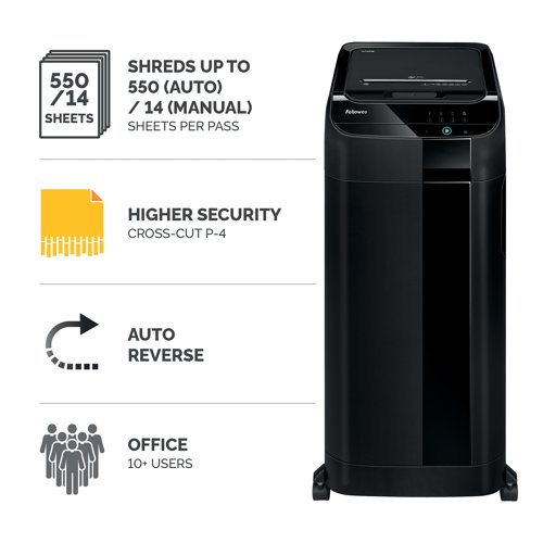 Fellowes Automax 550C Cross Square Cut Shredder (550 sheet automatic/14 sheet manual ) 4963101 - Fellowes - BB73048 - McArdle Computer and Office Supplies