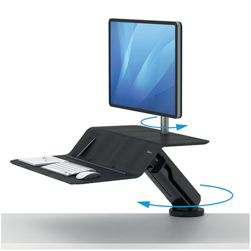 Fellowes Lotus Sit Stand Work Station Single Screen Black 8081701