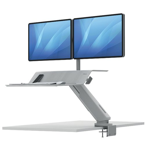 Fellowes Lotus Sit Stand Work Station Dual Screen White 8081601