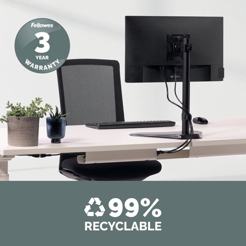Fellowes Professional Free Standing Single Monitor Arm Black 8049601 BB74868 Buy online at Office 5Star or contact us Tel 01594 810081 for assistance