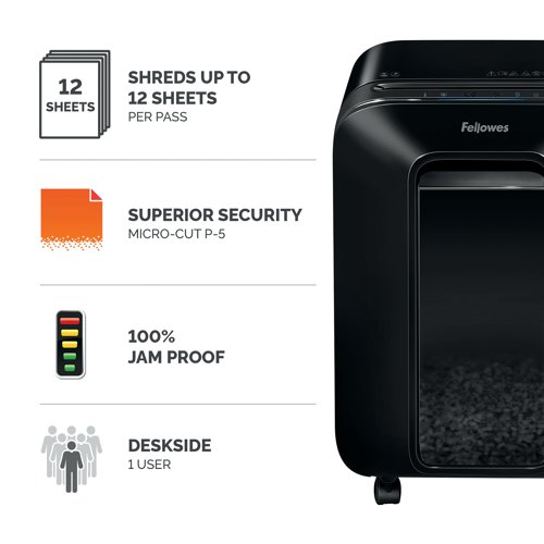 Fellowes Powershred LX201 Micro-Cut Shredder Black 5160001 - Fellowes - BB75157 - McArdle Computer and Office Supplies
