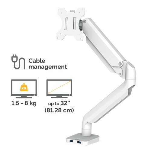 Fellowes Platinum Series Single Monitor Arm White 8056201 BB76419 Buy online at Office 5Star or contact us Tel 01594 810081 for assistance