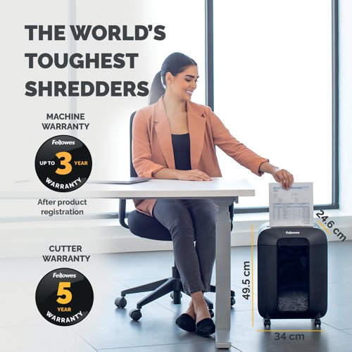 This stylish cross-cut Shredder is ideal for regular use in home and small office environments. It can shred 12 sheets at a time into 4x40mm cross-cut particles. For safety, the SafeSense Technology stops the machine when hands touch the paper entry. The shredder has an extended run time of 20 minutes making it perfect for your higher volume shredding needs. The shredder has a 19-litre pull-out bin for the easy disposal of shredded paper.