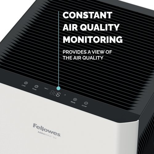 Keep your rooms allergen free with this AeraMax SV air purifier from Fellowes. This model actively captures up to 99.95% of airborne particles as small as 0.1 microns, including allergens, such as pollen, dust and pet dander. The pre-filter removes visible airborne particles, the carbon air filter actively removes pet odours, smoke odours and volatile organic compounds. The AeraSmart Sensor monitors air quality and automatically adjusts the fan speed to keep your air purified. With a four speed fan with 24 hour, ultra-quiet operation. Maintains the air quality of large rooms, meeting halls and other shared spaces. Designed and engineered for long term use backed with a 3 year warranty. 100 GBP / 120 Euros Cashback claim at www.fellowes-promotion.com.