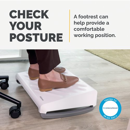 The Fellowes Breyta Footrest has a large platform with 3 height adjustments to ensure ergonomic positioning while the rocking option increases movement and circulation. The legs clip in underneath the platform when not in use for easy storage.
