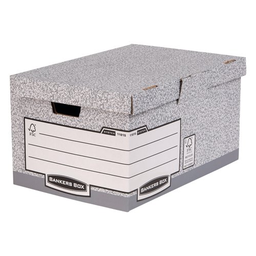 Fellowes Bankers Box System Flip Top Storage Box Grey (Pack of 10) 01815