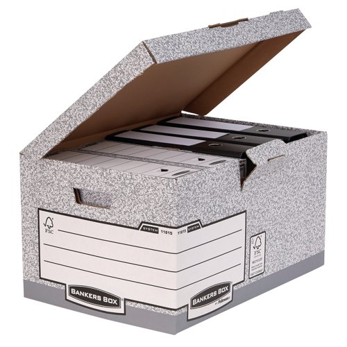 Fellowes Bankers Box System Flip Top Storage Box Grey (Pack of 10) 01815 Storage Boxes BB88539