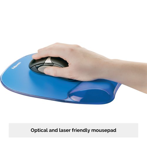BB91141 Fellowes Crystals Gel Mouse Pad Blue 9114106